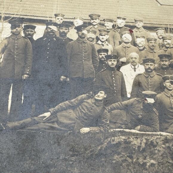 Real Photo Postcard Vintage Military Germany Large Group Portrait - Picture 3 of 5